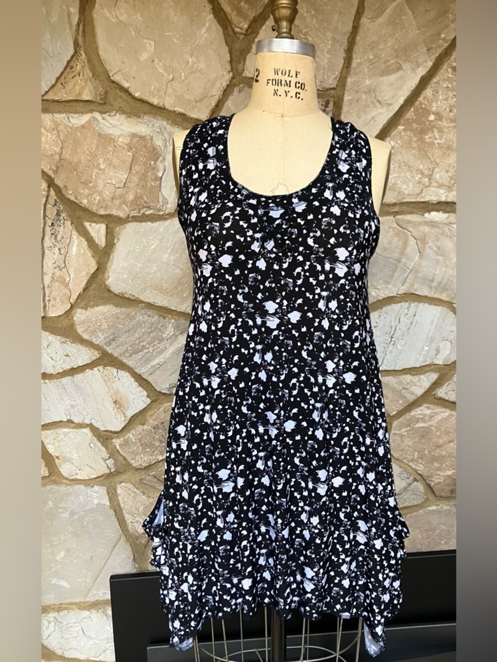 Isabella Rodriguez Black and White Floral Tank Dress